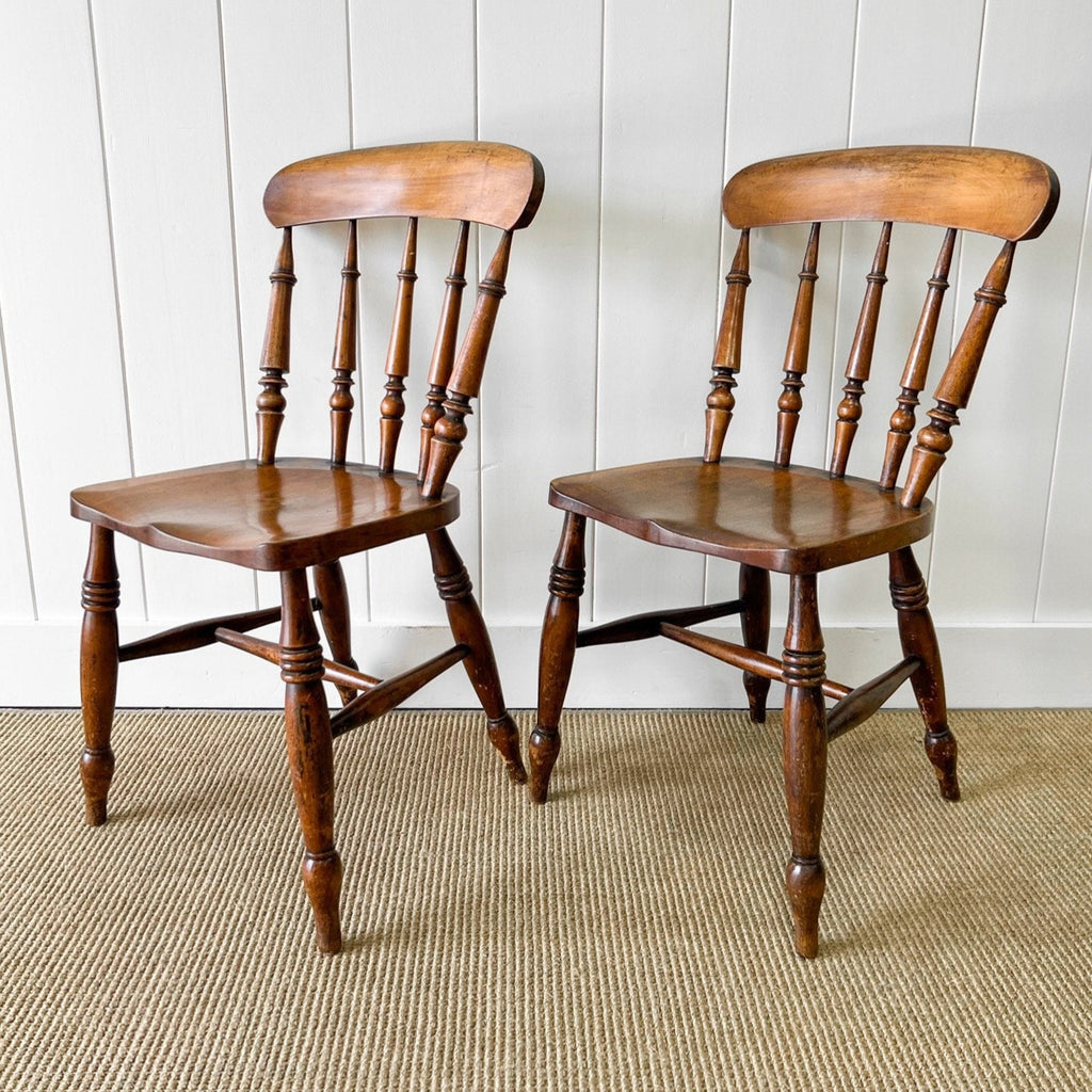 A Pair of Victorian Beech Spindle Windsor Kitchen Chairs – The