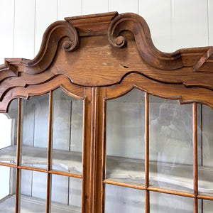 An 18th Century Dutch Vitrine à Deux Corps Glazed Pine Bookcase Cabinet or Hutch
