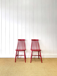 A Set of 5 Stick Back or Windsor Chairs in Red