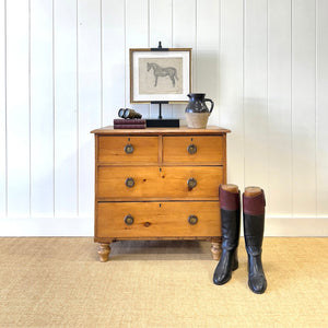 An Antique Rustic English Pine Chest of Drawers Dresser Tulip Feet c1890