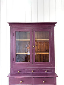 A 19th Century English Pine Bookcase in Eggplant Purple