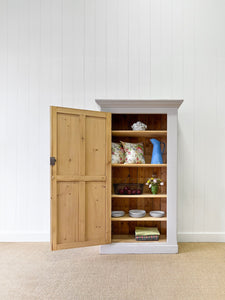 A Gray Painted Housekeepers Cupboard Cabinet