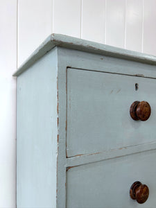 An Antique Blue Painted Chest of Drawers Dresser