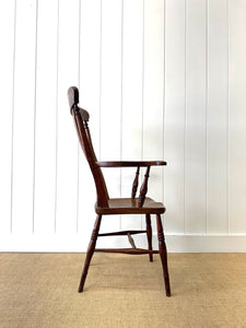A 19th Century High Back English Country Elm & Beech Armchair Windsor