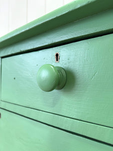 A Large Pine Green Painted Chest of Drawers Dresser c1890