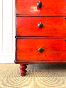 A Striking English Red Chest of Drawers Dresser c1890
