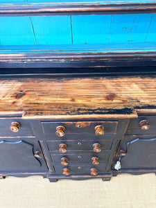 A Wonderful Large Ebonized Welsh Dresser or Cupboard