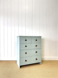 An Antique Blue Painted Chest of Drawers Dresser