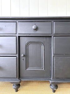An Ebonized English Country Pine Buffet Sideboard