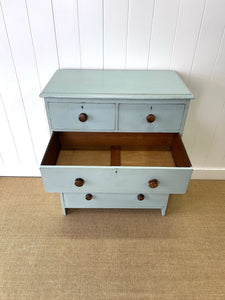 An Antique Blue Painted Chest of Drawers Dresser