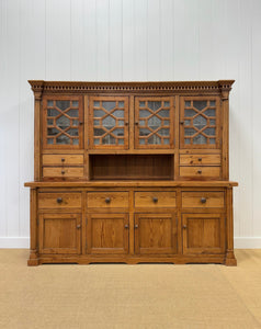 A Monumental Late 19th Century English Pine Bookcase Cabinet or Hutch