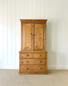A 19th Century English Pine Linen Press Cupboard