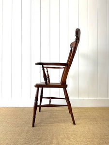 A 19th Century High Back English Country Elm & Beech Armchair Windsor