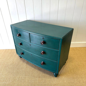 An English Pine Chest of Drawers Dresser in Green Paint c1890