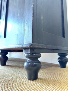 An Ebonized English Country Pine Buffet Sideboard