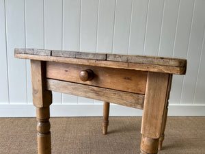 Antique English Country Pine Side Table or Small Dining Table c1890