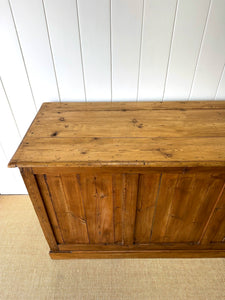 A Large Rustic Antique English Pine Shop Counter c1890