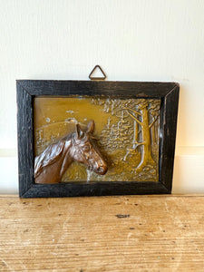 Pair of Vintage Wall Plaques featuring Horse and Sight Hound