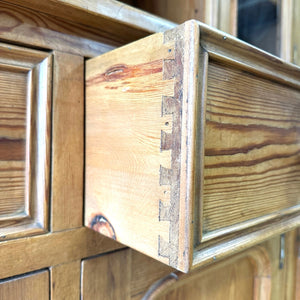 A 19th Century English Pine Bookcase Cabinet or Hutch with Arched Doors