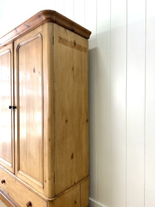 A Pine Wardrobe or Linen Press c1890