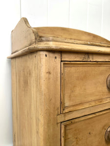 An Antique English Pine Chest of Drawers Dresser with Gallery c1890