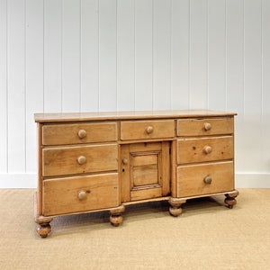 An English Country 7 Drawer Pine Buffet or Sideboard