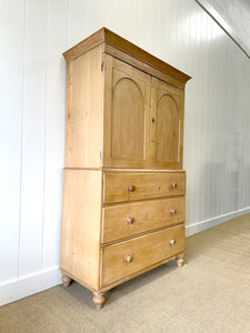 A Delightful 19th Century English Pine Linen Press Cupboard