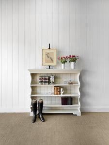 An Antique English Waterfall Bookcase in Cream
