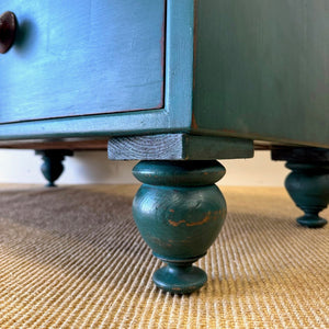 An English Pine Chest of Drawers Dresser in Green Paint c1890