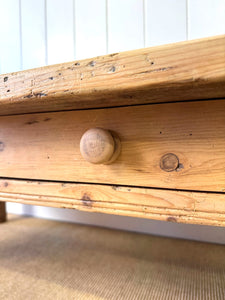 An Antique 6.5 ft English Country Pine Coffee Table