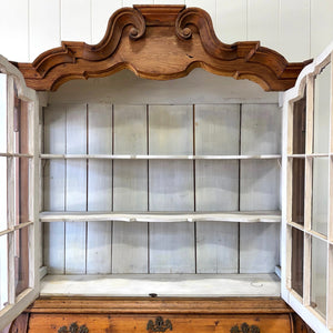 An 18th Century Dutch Vitrine à Deux Corps Glazed Pine Bookcase Cabinet or Hutch