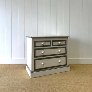 An Antique English Folky Painted Pine Chest of Drawers Dresser c1890