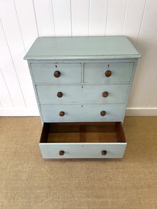 An Antique Blue Painted Chest of Drawers Dresser