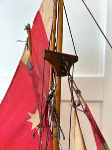 An English Antique Red Pond Yacht with Stand