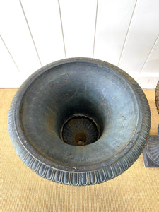 A Large and Special Pair of Antique Cast Iron Garden Urns