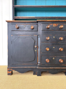 A Wonderful Large Ebonized Welsh Dresser or Cupboard