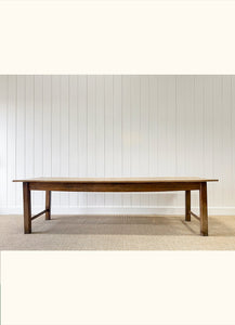 An English 9ft  Early 19th Century Country Oak or Elm Dining Harvest Table