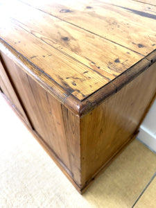 A Large Rustic Antique English Pine Shop Counter c1890