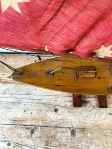 An English Antique Red Pond Yacht with Stand