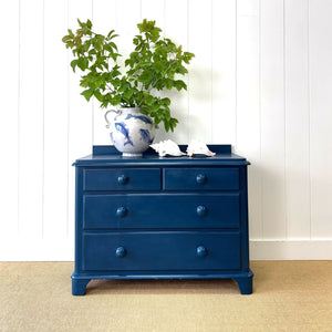 An Antique English Pine Chest of Drawers Dresser in Blue Paint – The Parsons Nose Antiques An Antique English Pine Chest of Drawers Dresser in Blue Paint – The Parsons Nose Antiques
