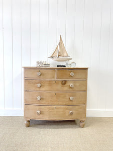 A Genuine Antique Cornish Bow Front Pine Chest of Drawers