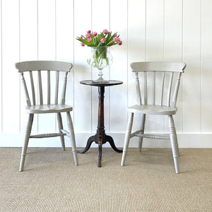 A Pair of 2 Vintage Slatback Chairs in French Grey