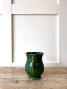 A Dutch Green Glazed Folded Spout Earthenware Pitcher c1890
