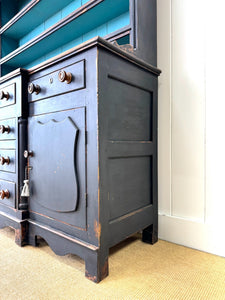 A Wonderful Large Ebonized Welsh Dresser or Cupboard