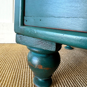 An English Pine Chest of Drawers Dresser in Green Paint c1890