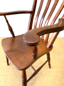 A 19th Century High Back English Country Elm & Beech Armchair Windsor