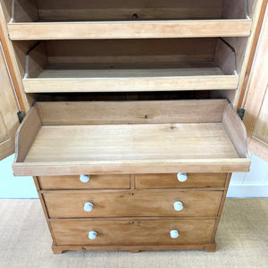 A 19th Century English Pine Linen Press Cupboard with Porcelain Knobs