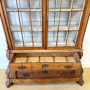 An 18th Century Dutch Vitrine à Deux Corps Glazed Pine Bookcase Cabinet or Hutch