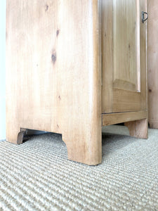 A Charming Pair of Antique Pine Nightstands with Upper Cabinets