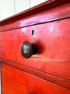 A Striking English Red Chest of Drawers Dresser c1890